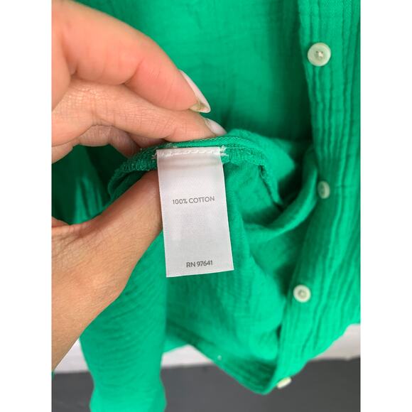 J. Jill Women's Button-Up Shirt Long Sleeves Cotton Regular Fit Green Size Small - Picture 3 of 5